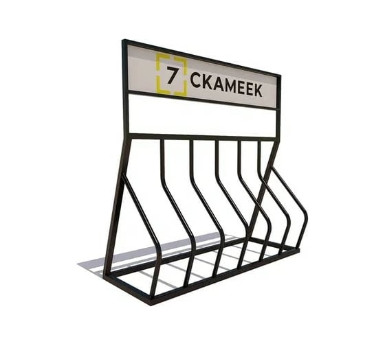 Велопарковка 7 скамеек Велостоп 6 с рекламой RAL 9005 17011/ВП_ВСТОП_6_Р/9005