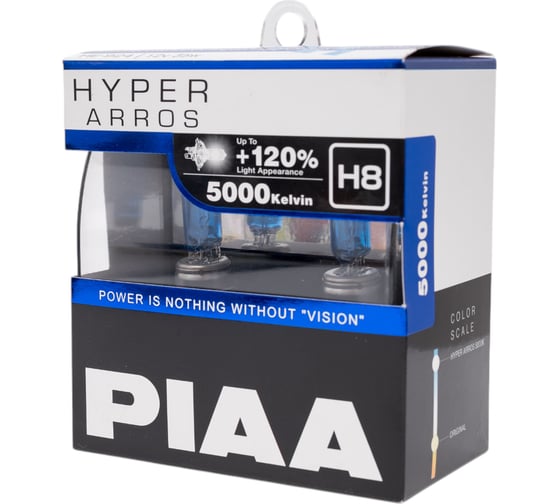 Галогенные лампы PIAA HYPER ARROS H8 5000K 55W светоотдача +120%, 2 шт. HE-924-H8