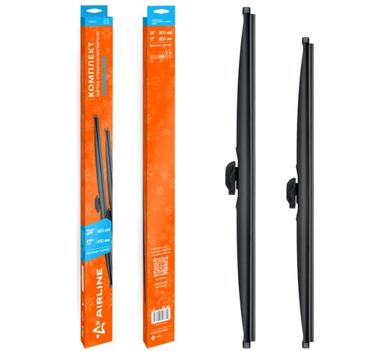 Щетки стеклоочистителя комплект AIRLINE 600/430мм (24/17) зимние с креплением Aeroclip, 2 штуки AWBM164 1