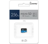 Карта памяти Smartbuy micro SDXC 256GB Ultra Class 10/U3/A2/V30; R/W:165/150 MB/s (без адаптеров) SB256GBSDU3UL01
