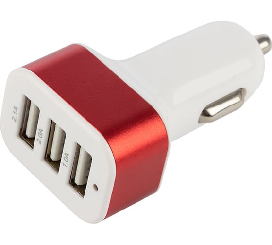 Автомобильное зарядное устройство Energy ET-21A 3 USB, 2.1 A , красный 100291