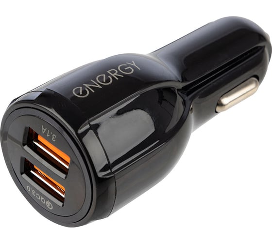 Автомобильное зарядное устройство Energy ET-16A 2 USB Q30, чёрный 100283