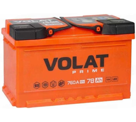 Аккумуляторная батарея VOLAT Prime, 72 А·ч, R+, низкий VS720 1