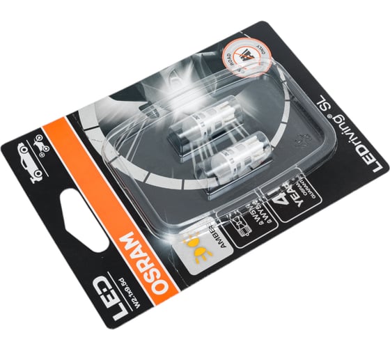 Автолампа OSRAM W5W W2.1x9.5d LED 2шт YELLOW 12V 2827DYP-2BL