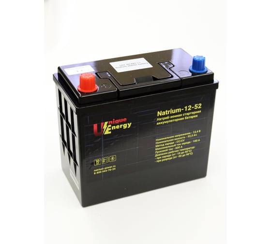 Натрий-ионная аккумуляторная батарея Unique Energy Sodium 12V 52 Ah L+ (прямая полярность) UE Sodium-12V-52Ah-L+ 4687207183659