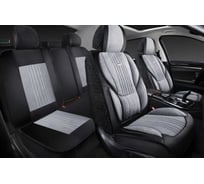 Накидки 5D PSV Integra Alcantara (Черно-Серый/Отстрочка Белая), комплект на весь салон, алькантара 138693