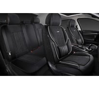 Накидки 5D PSV Integra Alcantara (Черный/Отстрочка Белая), комплект на весь салон, алькантара 138689