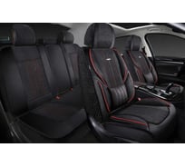 Накидки 5D PSV Integra Alcantara (Черный/Отстрочка Красная), комплект на весь салон, алькантара 138690