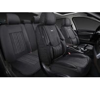 Накидки 5D PSV Legion Len (Черный/Отстрочка Белая), комплект на весь салон, лен 138665