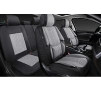 Накидки 5D PSV Legion Len (Черно-Серый/Отстрочка Белая), комплект на весь салон, лен 138669