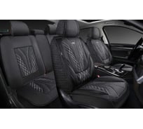 Накидки 5D PSV Mezon Len (Черный/Отстрочка Белая), комплект на весь салон, лен 138671