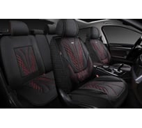 Накидки 5D PSV Mezon Len (Черный/Отстрочка Красная), комплект на весь салон, лен 138672