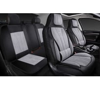 Накидки 5D PSV Vektor Alcantara Sport (Черно-Серый/Отстрочка Белая), комплект на весь салон, алькантара 138687