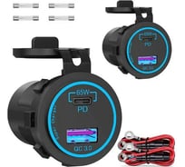 Розетка USB РИФ QC 3.0, PD3 65Вт с выключателем RIF22-4-1017500