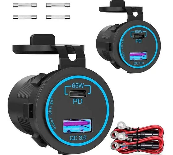 Розетка USB РИФ QC 3.0, PD3 65Вт с выключателем RIF22-4-1017500