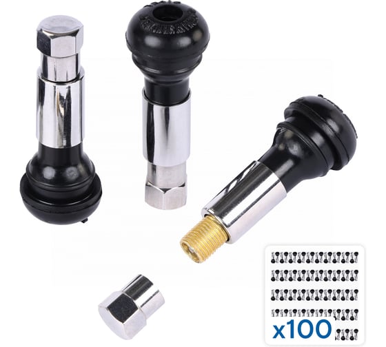 Вентиль для бескамерных шин хромированный NORDBERG 100 шт TR414C