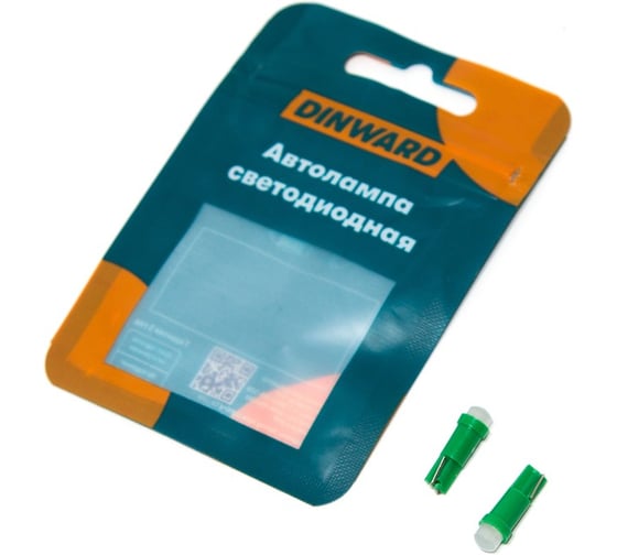 Лампа светодиод DINWARD 12-1,2 б/ц зеленая СОВ диод W2x4.6D, 2 шт 746263v