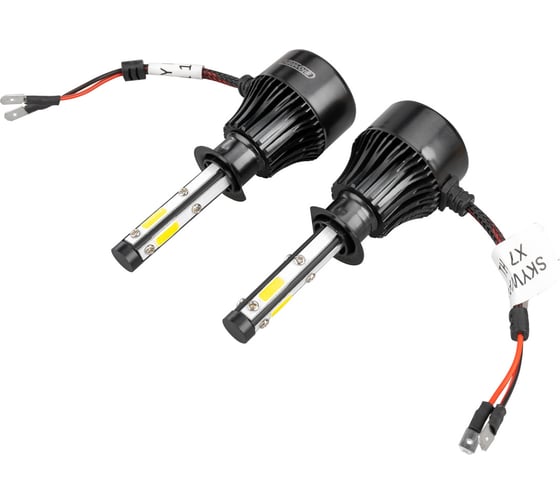 Автолампа диод SKYWAY H1 P14.5s, 12V, 48W, 4000Лм, вент НЕЙТРОН X7, 6000К, Белая, 2 шт S08701052