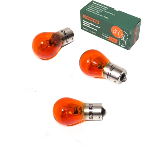 Лампа DINWARD А 12-21 (стоп-сигнал; поворот) цок. желтая BA15s (крат_уп_10шт) 746173v