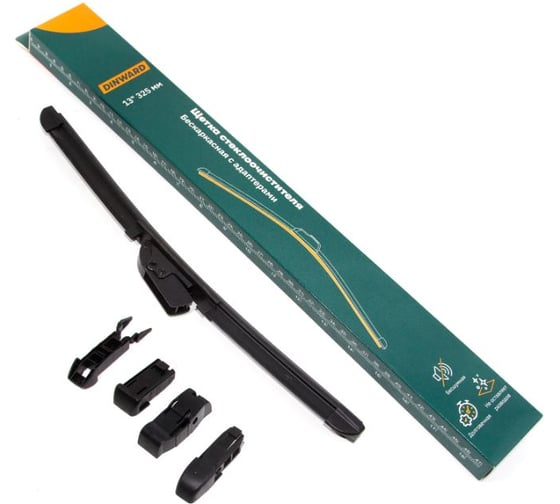 Щетка стеклоочистителя бескаркасная DINWARD 13/325 мм 5 адаптеров 746592v