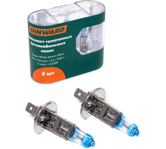 Лампа DINWARD H1 12 V 55 (P14,5s) Super White голубая 6500К Xenon effect в боксе (к-т=2шт) 746204v