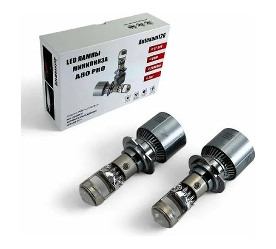 Автолампа светодиодная ЭРА H7 LED A80 PRO с линзой 10-30V, 90W, 6000K, яркий белый свет Б0069734