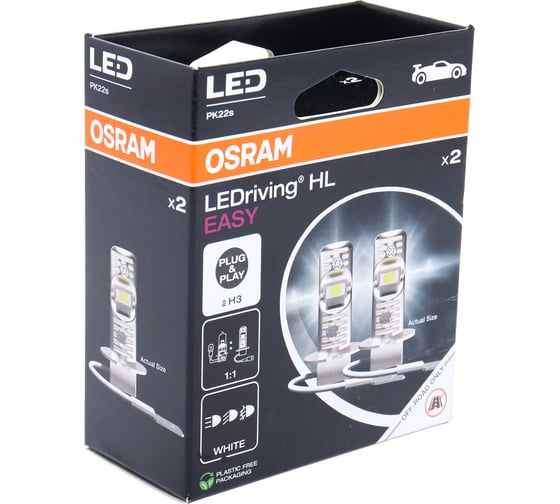 Автолампа Osram H3 55 PK22s LED WHITE LEDriving HL EASY 2шт 6000K 12V 64151DWESY-2HB 858696