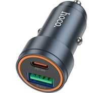 Автомобильное зарядное устройство Hoco 30Вт, USB, Type-C, Z57A, металлический серый, коробка 6942007633109