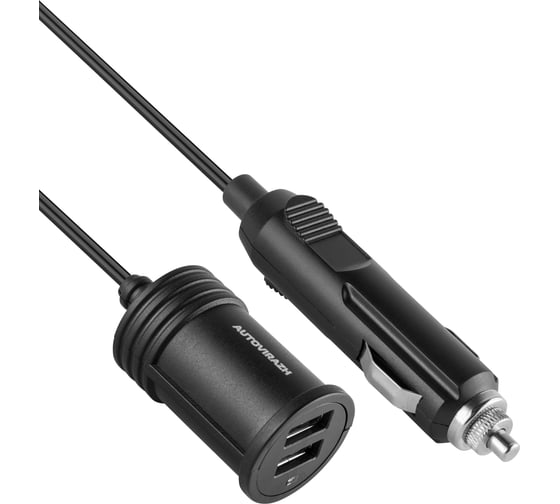Разветвитель прикуривателя AUTOVIRAZH c выходом 2 USB 3100мА AV-4304