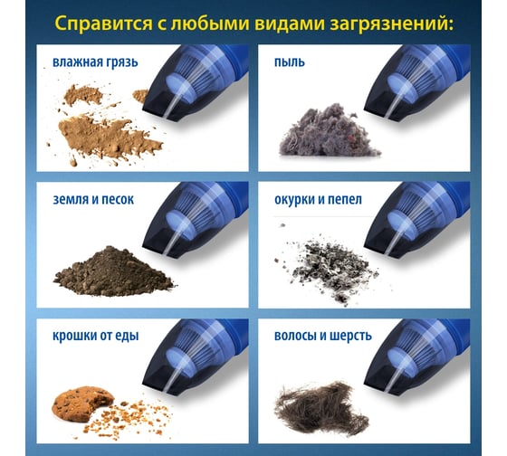 Автомобильный пылесос Goodyear GY-VC-03 беспроводной, 2 насадки, запасной фильтр GY000193
