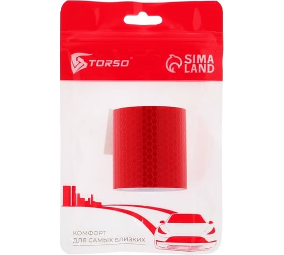 Светоотражающая самоклеящаяся лента TORSO красная, 5 смх3 м 4330994