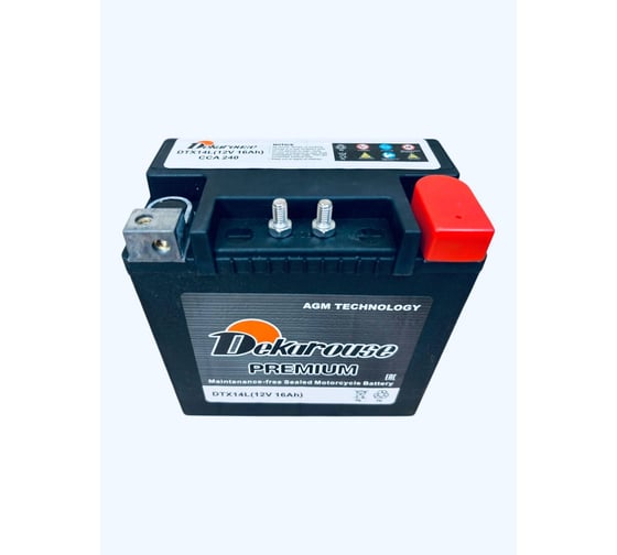 Мотоаккумулятор AGM Dekarouse 16 Ач 240 CCA обратная полярность 150x88x145 (YTX14L-BS 65958-04) DTX14L