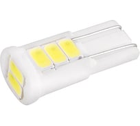 Автолампа SKYWAY диод, T10 (W5W), 12 В, 8 SMD диодов, без цоколя, 1-конт., белая, салон/габариты S08201506
