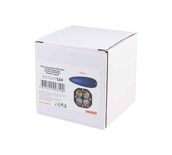 Светодиодная фара SKYWAY OFF ROAD 78х78х65мм квадратная 12V/30V 20W 6000К, 4 диода COMBO S07201124