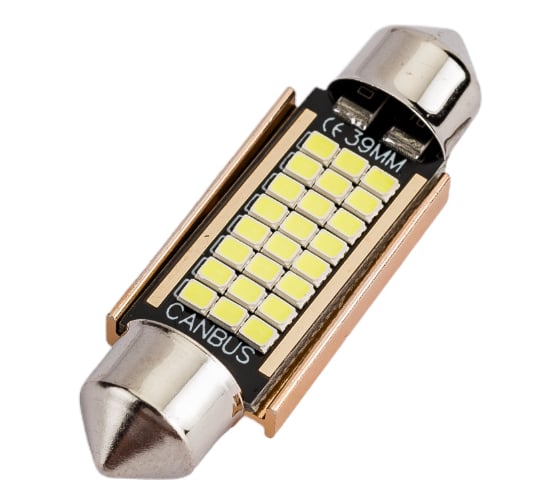 Автолампа SKYWAY диод T11(C5W) 12V 24SMD диодов, 1-конт. 39мм белая, салон S08201487