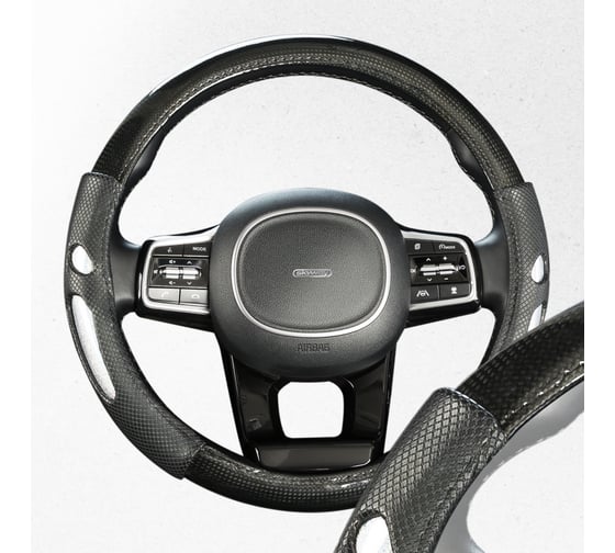 Оплетка SKYWAY Glamour-8 M, черно-серебристая, экокожа S01102491