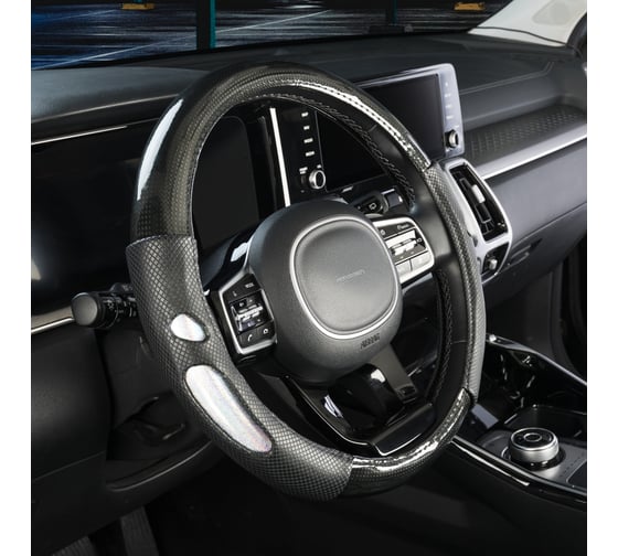 Оплетка SKYWAY Glamour-8 M, черно-серебристая, экокожа S01102491