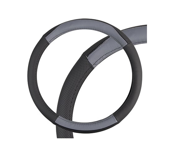Оплетка SKYWAY Real-9 M черно-серая, кожа S01108016