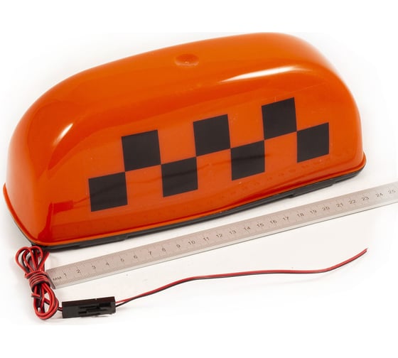 Фонарь DolleX ТАКСИ шашечки 250x105x95мм, 4 магнита, 3 светодиода, оранжевый FTX-03
