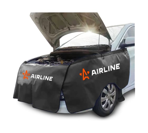 Накидки защитные на бампер и крылья авто AIRLINE 3 предмета, крепл.магнит+крючки,черные ADCS103