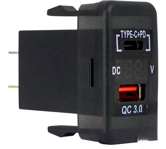 Розетка USB Type C, QC 3.0 с вольтметром РИФ для Toyota 40x20 RIF22-4-1013600