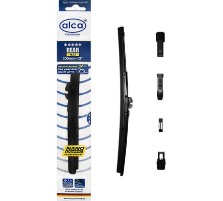 Щетка стеклоочистителя задняя 12"/30 см REAR FLAT, в комплекте 5 адаптеров Alca 001240