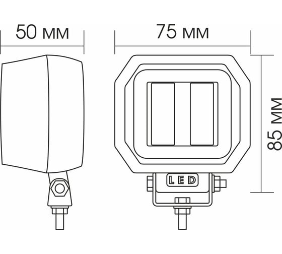 Светодиодная фара Вымпел WL-510 неон. обод, кв., 2 LED, 20 Вт 5250