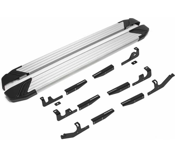 Порог-площадка Rival Slim silver S180AL + комплект крепежа к порогам, RIVAL, Geely Tugella (2020-) S180AL.1907.1