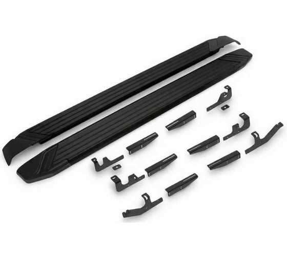 Порог-площадка Rival Slim black S180ALB + комплект крепежа к порогам, RIVAL, Geely Tugella (2020-) S180ALB.1907.1
