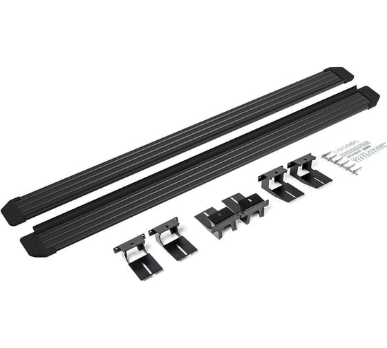 Порог-площадка Rival Slim black S160ALB + комплект крепежа к порогам Jeep Grand Cherokee 2010-2013-2018 S160ALB.2703.1