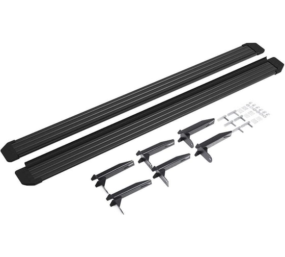 Порог-площадка Rival Slim black S193ALB + комплект крепежа к порогам, RIVAL, Volkswagen Amarok 2010-2016 S193ALB.5803.1