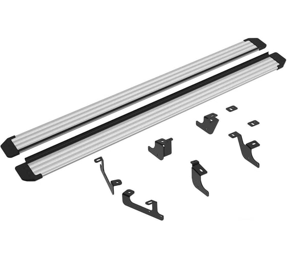 Порог-площадка Rival Slim silver S173AL + комплект крепежа к порогам, RIVAL, Geely Coolray 2023-/Belgee X50 2023- S173AL.1908.1