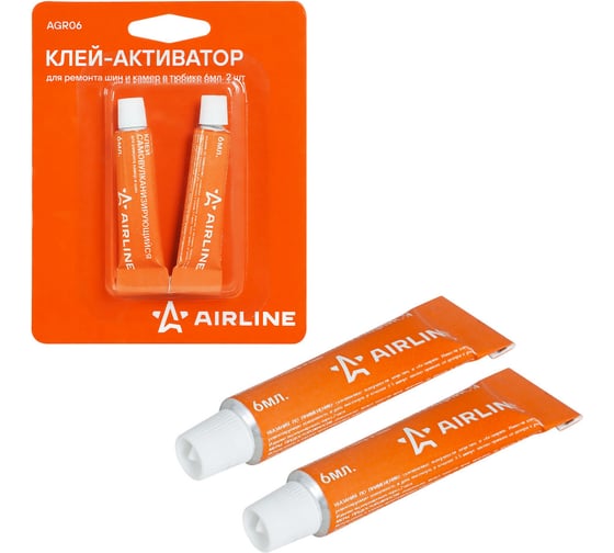 Клей-активатор для ремонта шин и камер AIRLINE 6 мл, 2 шт., блистер AGR06
