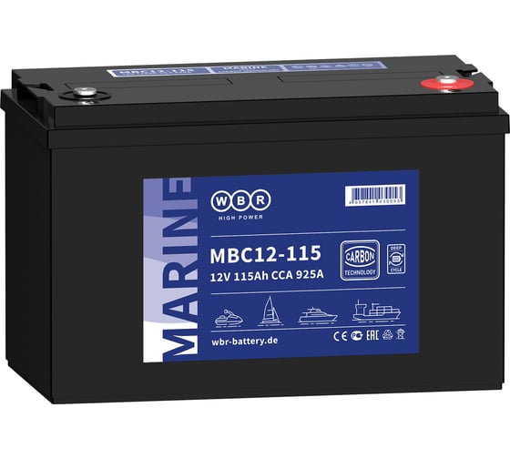 Аккумулятор тяговый для лодочного электромотора WBR Carbon MBC12-115 12 В, 115 Ач УТ-00000448